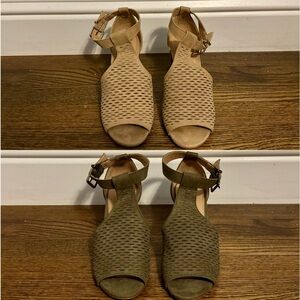 2 Pairs of Express Ankle Bootie Shoes Faux Suede Heel Open Toe Pump Sandals